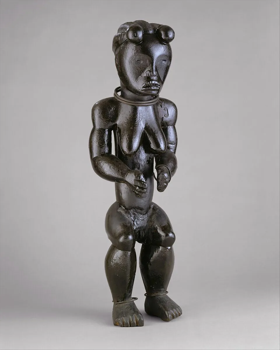 An angular, black sculpture
