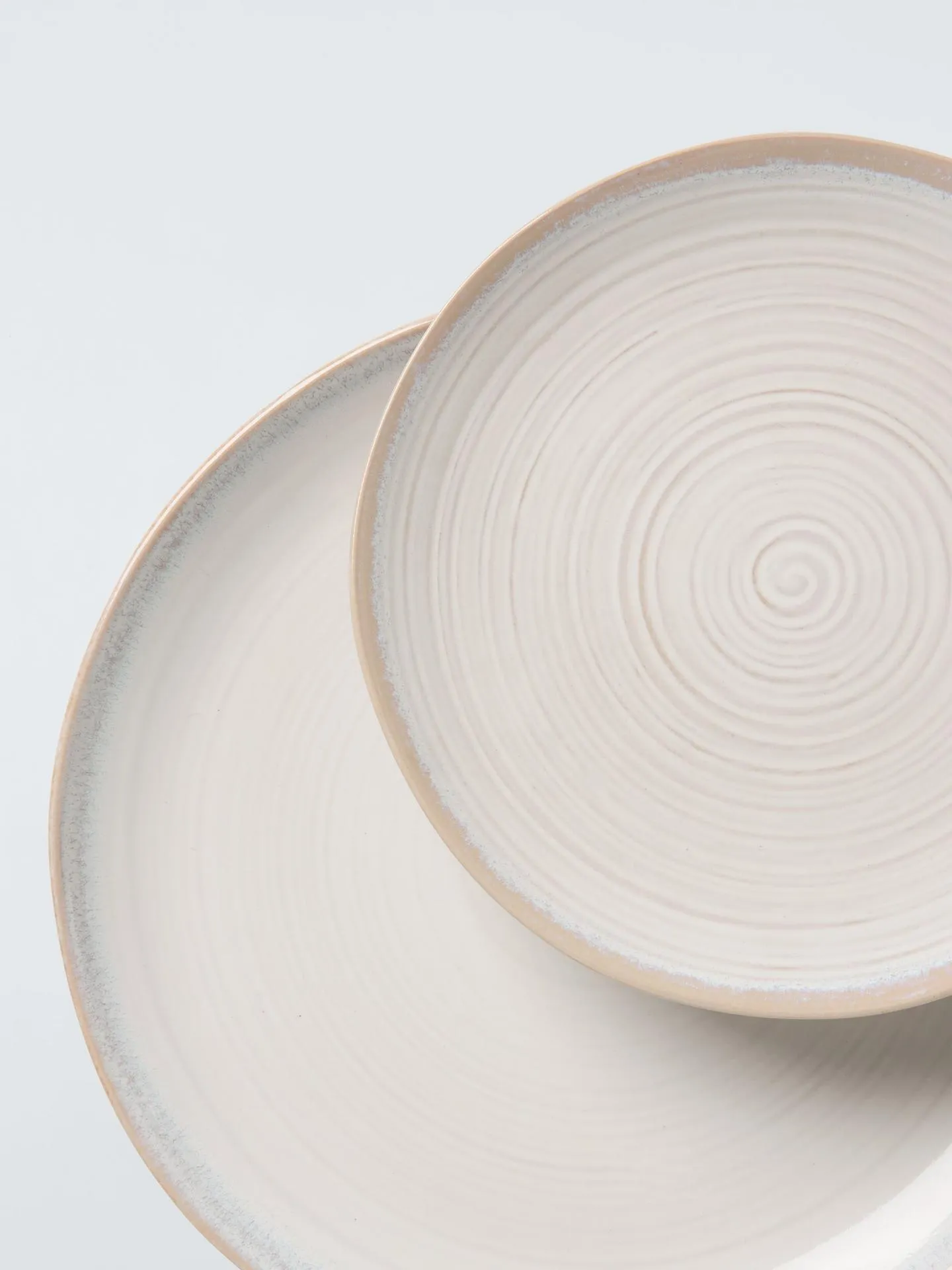 PJohn Lewis Skye off-white reactive-glaze stoneware, everyday tier, ~£42/set