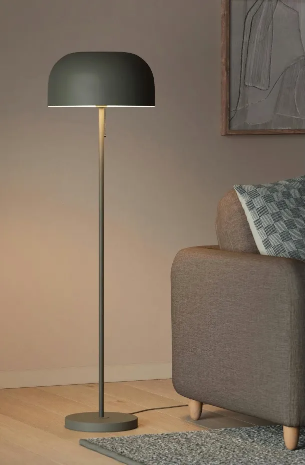 The Oslo floor lamp — a clean contemporary stem in muted green-grey