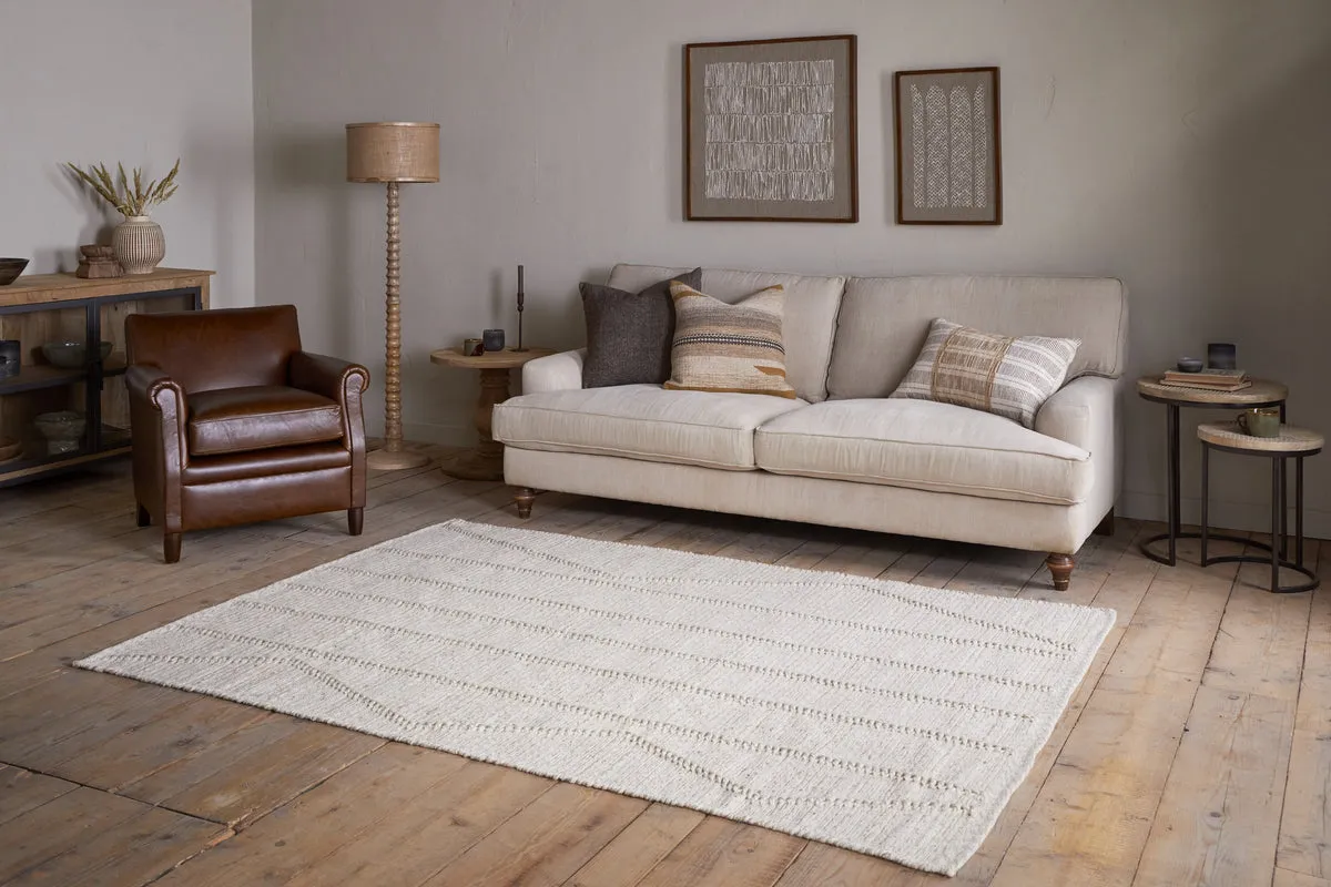 Nkuku Shanti low-pile wool and cotton rug in natural